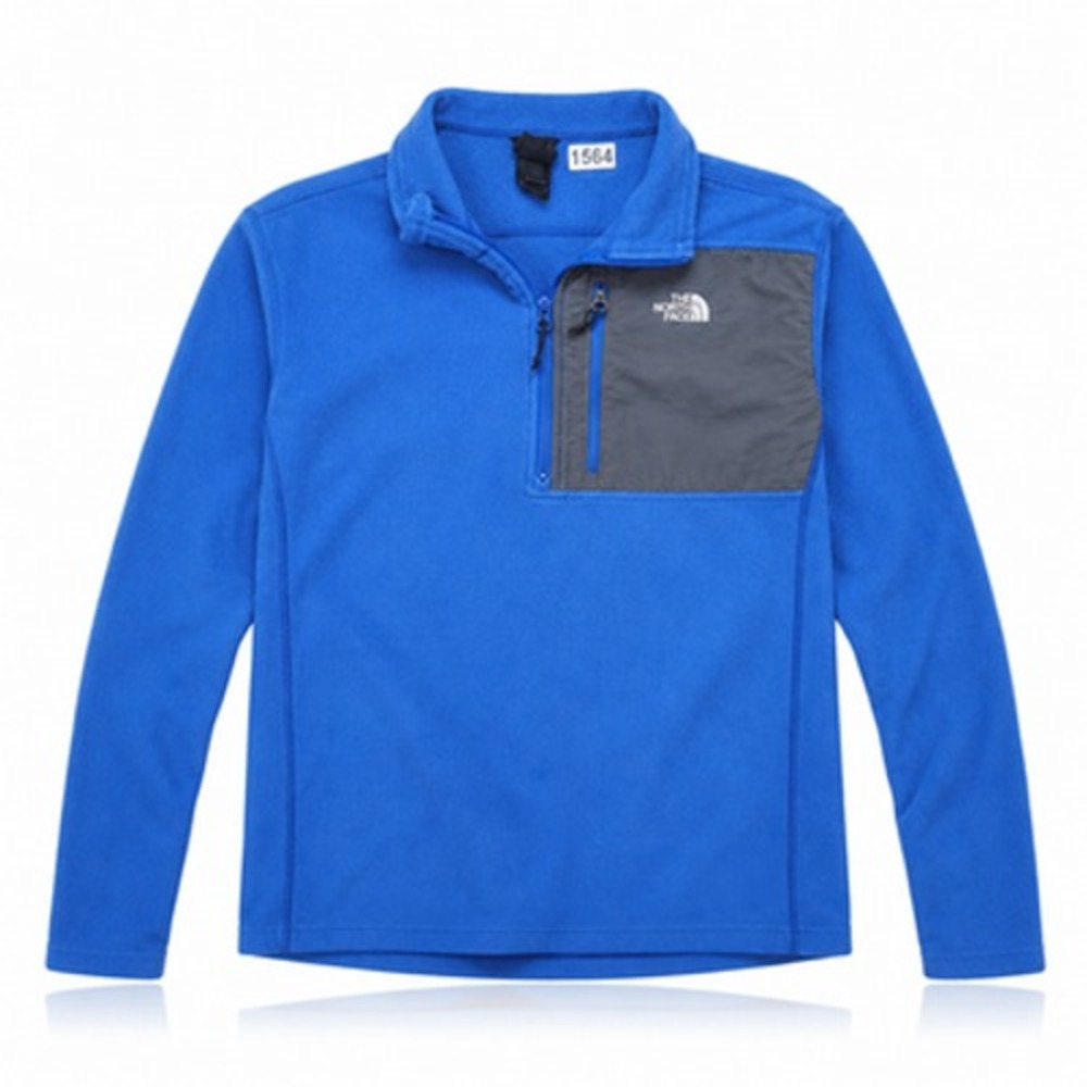 The North Face Mens XL Blue Gray Colorblock Quarter Zip Fleece Pullover